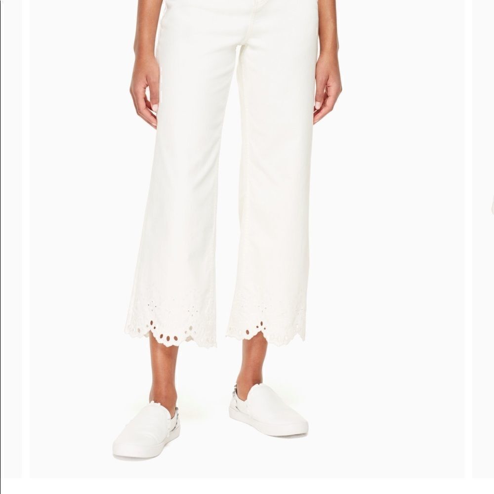 kate spade / cutwork denim white high waist jeans - Picture 4 of 10